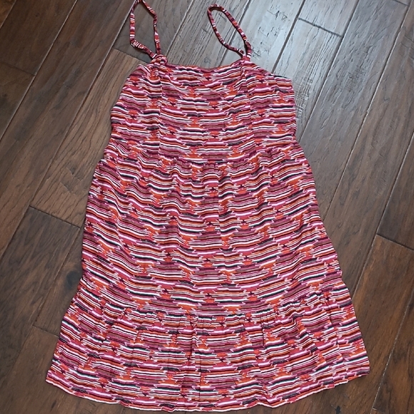 LOFT Colorful Striped Spaghetti Strap Dress with smocked back size 14 - Picture 1 of 10